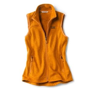 Orvis Recycled Sweater Knit Fleece Vest Harvest Gold